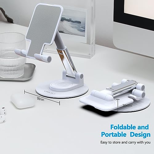 Image of YXLILI Foldable Phone Stand Adjustable Angle Height Cell Phone Holder for Desk 360 Rotating Cellphone Stand Compatible with iPhone14 /13 /12 /11 Pro, Max, Mini, iPad, Tablet(4-9.7in)-White