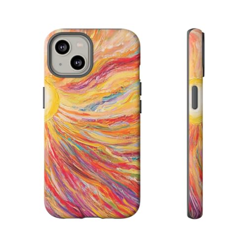 Coque rigide mate iPhone 14 jaune abstrait aux finitions premium