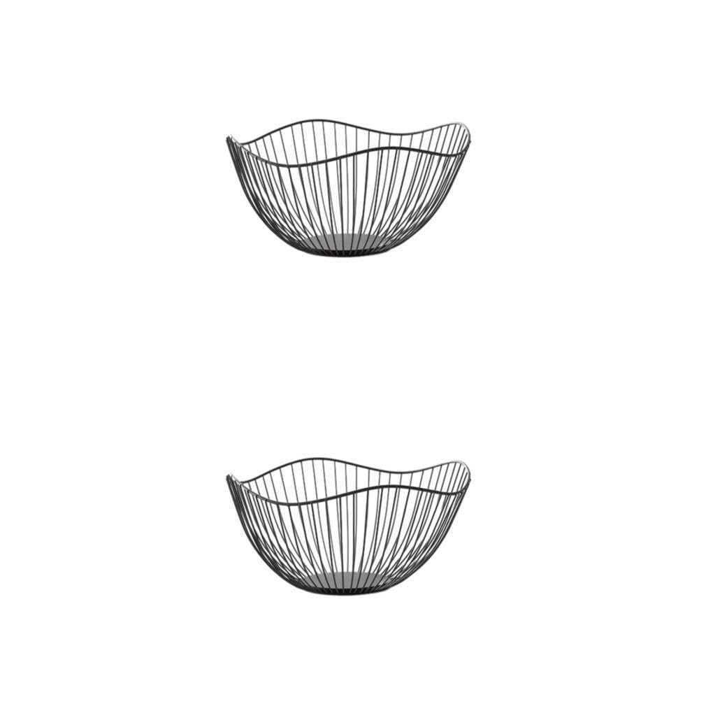 lmoikesz 2 Set of Metal Fruit Basket Wide Application Modern Style Sturdy and Durable Large Capacity Multifunctional Metal Fruit Baskets Black Straight Large, Black Straight Large 2Set