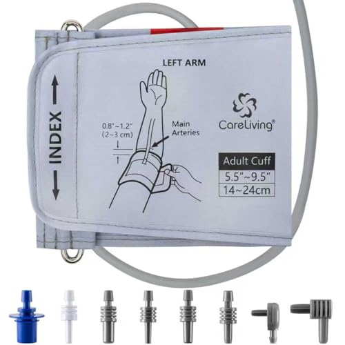 CareLiving Small Blood Pressure Cuff, 5.5 "-9.5" (14-24cm) Small Cuff, Compatible with Most Brands BP Monitors, with 8 Connectors (BP Cuff Included Only)