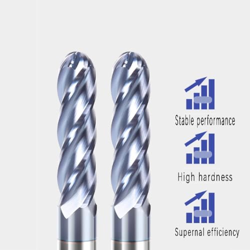 Image of 5Pcs Carbide Ball Nose CNC Router Bits 1 /4 inch Cutting Diameter Milling Tool HRC45, 1 /4 inch Shank UpCut Spiral End Mill (5pcs)