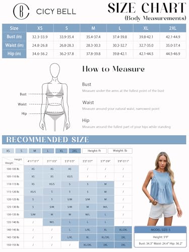 Cicy Bell Womens Babydoll Peplum Denim Tank Tops Loose Fit Swing Flowy Shirred Sleeveless T Shirts Going Out Cute Tees3