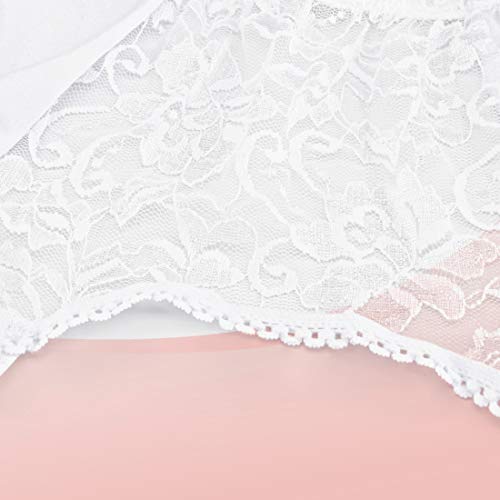 Slocyclub Women Garter Belt with 6 Straps Metal Clip Suspender for Stockings/Lingerie(White) Large