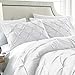 Chezmoi Collection Berlin White Pinch Pleat Queen Comforter Set, 3-Piece (Comforter and Pillow Shams) - Soft Pintuck, Lightweight All Season Microfiber