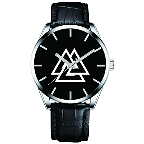 Montre Viking pour hommes mouvement quartz lisible avec bracelet cuir