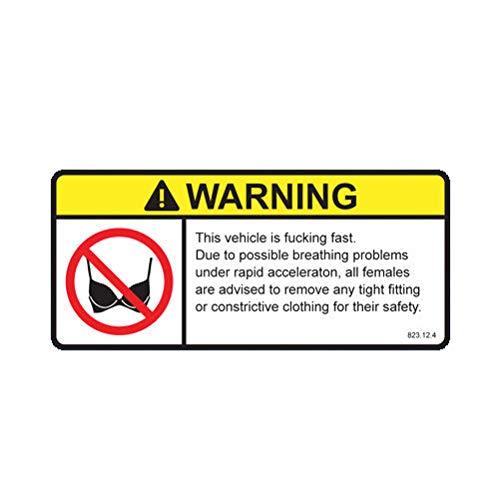 F*cking Fast Warning No Bra Self Adhesive Sticker Decal Bumper Sticker Vinyl Sticker Car Truck Decal 5"