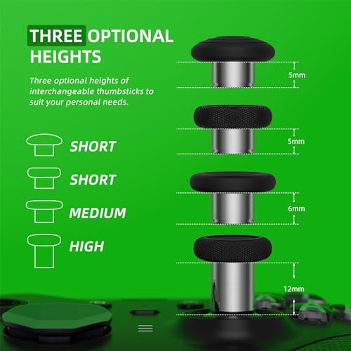 Image of eXtremeRate 13 in 1 Metal Thumbsticks for Xbox One Elite Series 2 Controller, 6 Metal Joystick & Adjustment Tool, 2 D-Pads, 4 Paddles for Xbox Elite Series 2 Core Controller - Black & Metallic Silver