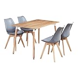 Patas de madera resistente. Juego de mesa de comedor y 4 sillas, de P&N Homewares®, Lorenzo, diseño clásico y a la vez moderno, sillas de color blanco, negro, gris, rojo, rosa, verde, mesa de comedor de madera marrón