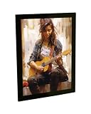 Quadro Decorativo Mulher Tocando Violão Pintura Decoração Poster Quarto Sala