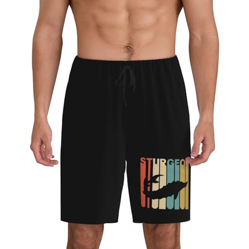 Sturgeons Silhouette Pajama Shorts for Men, Men's Pajama Bottoms, Sleepwear for Summer