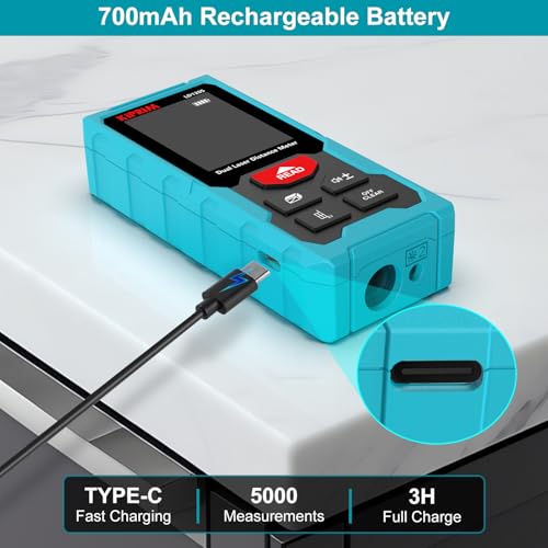 Kiprim 393ft Dual Laser Distance Measuring Tool LD120S, 120m Total Range, Electronic Level, Precise Measurements, and Pythagorean Function - Ideal for Construction, DIY, and Home Renovation