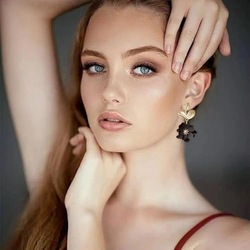 Boho Flower Earrings for Women Cute Dangle Drop Gold Leaf Floral Studs Hook Statement Jewelry Sweet Earrings2