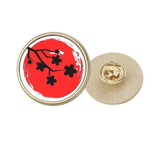 Broche ronde en métal doré style japonais pour illuminer votre manteau de mi-saison