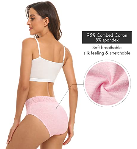 RHYFF Womens Underwear Cotton Bikini Panties Lace Soft Hipster Panty Ladies Stretch Full Briefs 5 Pack3