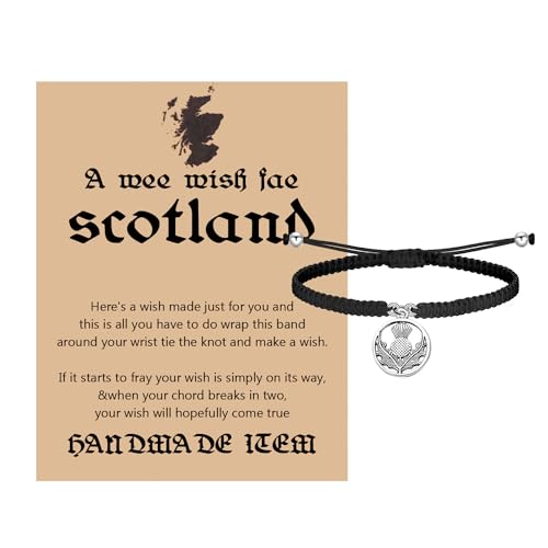 MAOFAED Wee Wish Fae Scotland Wish Bracelet Scottish Brogue Gift Thistle Jewelry Scottish Jewellery