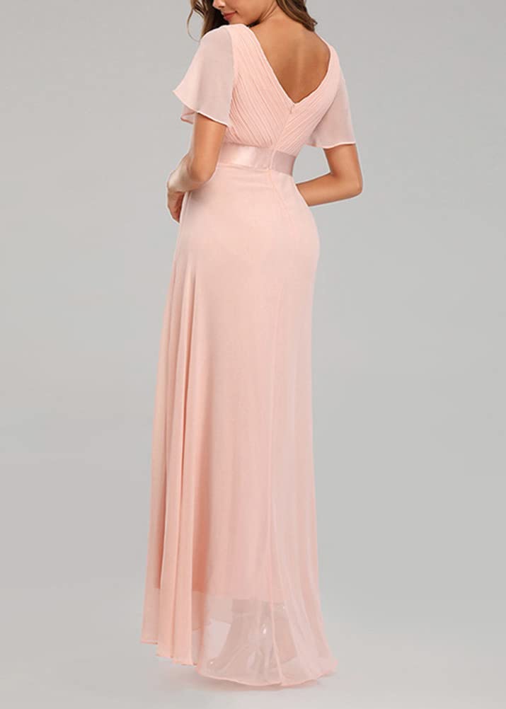 ORANDESIGNE Damen Abendkleid A-Linie Spitze Kurzarm Partykleid Spitzenkleid Brautjungfer Elegant Party Langes Kleid Cocktailkleid Chiffon Abendkleid Cocktailkleid Sommerkleid