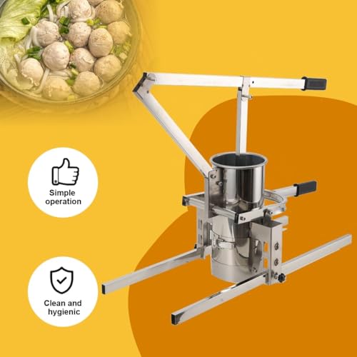 Manuelle Fleischbällchenpresse mit 3 Edelstahlformen, Höhenverstellbares Küchenwerkzeug für kommerzielle Restaurants, Macht gleichmäßige Rindfleisch-Fischkugeln effizient, Hochleistungs-ergonomisches