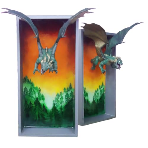 Sujetalibros de dragón verde – Decoración de estantería de fantasía de criatura mítica | Decoración romántica pintada a mano | Decoración de dragón de estantería y biblioteca | Regalos de libros para