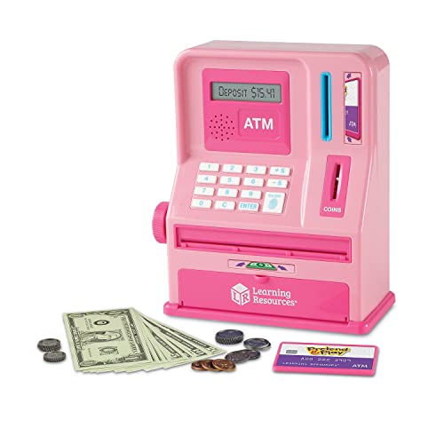 Pretend and Play Teaching ATM Bank machine à sous éducative rose - 4