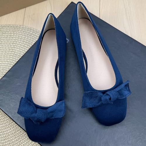 TN TANGNEST Cute Bowtie Ballets Flats for Women Slip on Square Toe Anti-Slip Dressy Bowknot Flat Shoes2