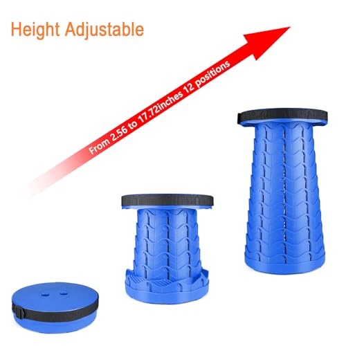 Image of Boreeman Upgraded Folding Stool Lightweight Yet More Sturdy with Load Capacity 400lbs Portable Collapsible Stool for Camping Fishing Hiking BBQ (All Blue)