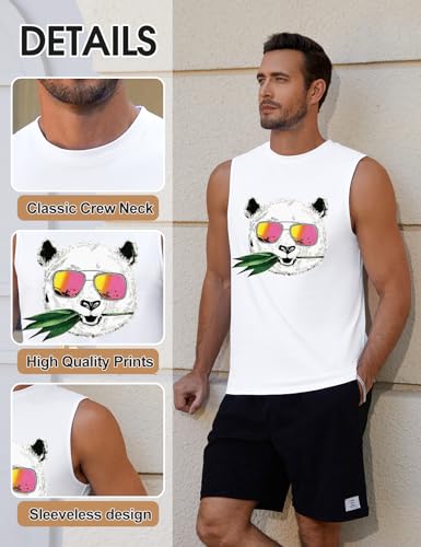 Yuson Girl Camisetas de Tirantes para Hombre Algodón Top Cuello Redondo Chaleco Sin Mangas Casual Deportivo Verano Tank Top Fitness Masculina T-Shirt(Blanco, L)