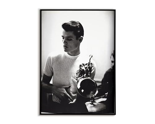 Chet Baker poster, Chet Baker with the trumpet print, Jazz poster, Jazz wall decor, Jazz art, Black and white jazz art (12x18 inches)