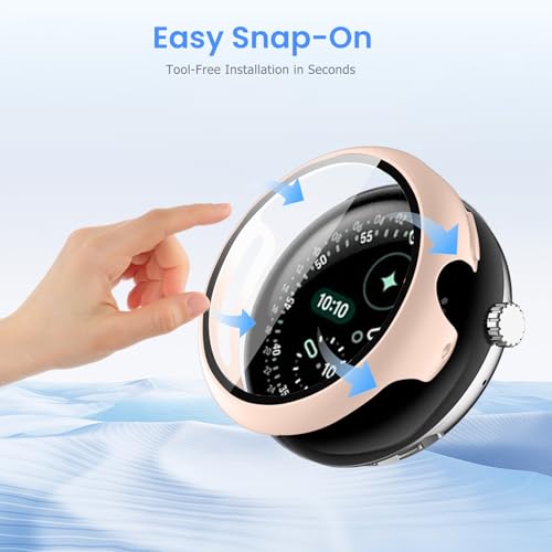 Coque Google Pixel Watch 4 45mm avec protection d'écran PC rigide antichoc Lot de 2 - 6