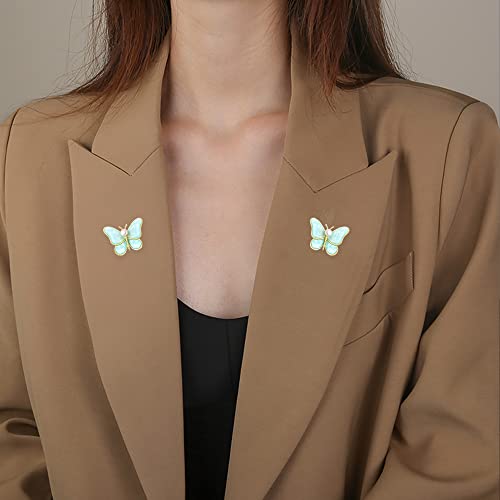 Image of GBAHFY Butterfly Pearl Brooch Gold Elegant Bridal Vintage Style Pins Wedding Banquet Anniversary Brooch for Women (Blue)