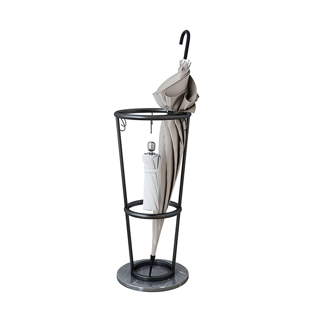 HYLYGFH Umbrella Stand Holder with Marble Base Modern Wrought Iron Storage Rack for Hotel Villa Lobby Black