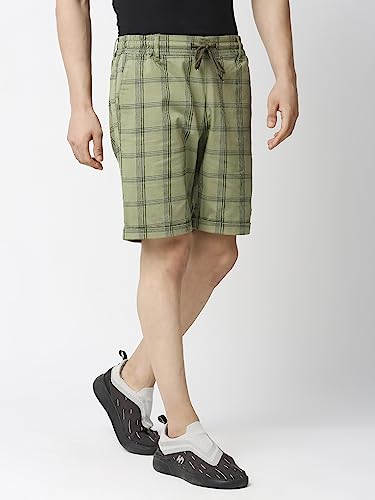 Image of Thomas Scott Men's | Checks | Chino Shorts | Regular Fit | Linen Blend | Above Knee | Casual Short