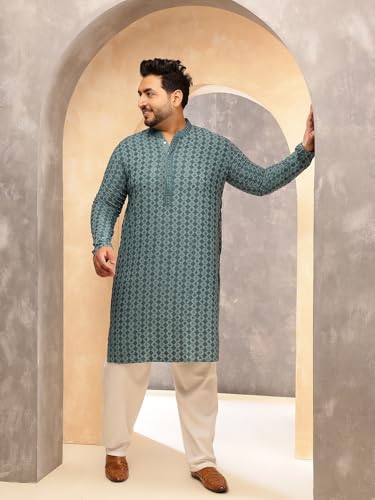 Image of SOJANYA Plus (Since 1958) Men's Cotton Ethnic Motifs Embroidered Long Kurta