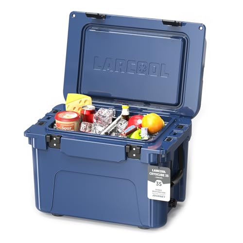 Image of Rotomolded Hard Cooler, Portable Small Ice Chest with 3-Inch Insulation, Heavy-Duty Beach Cooler for Camping, Fishing, Boating, Picnic, BBQ, Travel