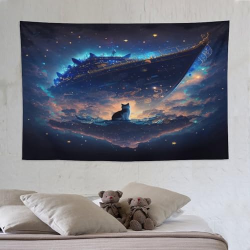 Tapisserie murale chat pour habiller un grand mur vide sans peinture