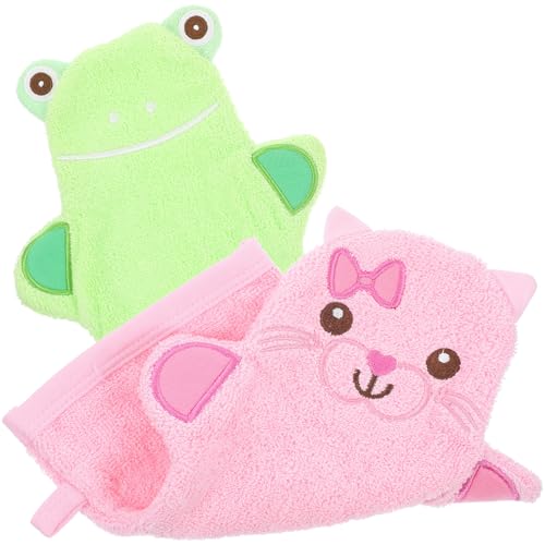 POPETPOP Manoplas Exfoliantes de Algodón para Bebés 2 Piezas Diseño de Figuras para Limpieza Delicada de Tejido en Piernas y Espalda