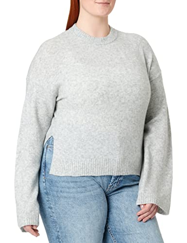 Calvin Klein Damen Pullover mit weiten offenen Ärmeln, flauschig, hellgrau...