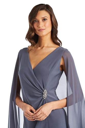 Image of R&M Richards Women's Knee-Length Wrap Dress W /Rhinestone Waist Detail & Chiffon Duster Cape