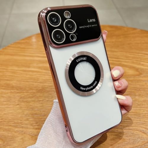 Étui transparent de placage pour iPhone 14 protection verre objectif rose