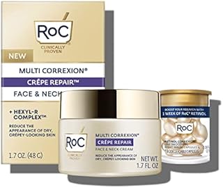 RoC Crepe Repair Anti Aging Daily Face Moisturizer & Neck Firming Cream (1.7 oz) + RoC Retinol Wrinkle Smoothing Capsules (7 CT), Stocking Stuffer, Skin Care Treatment
