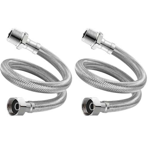 2 Stück Flexschlauch 3/8 Zoll, Überwurf und Außengewinde,Verbindungsschlauch mit Edelstahlumflechtung, Flexschlauch DN8 Verbindungsschlauch für Armatur Sanitär Schlauch mit Trinkwasserzulassung (20cm)