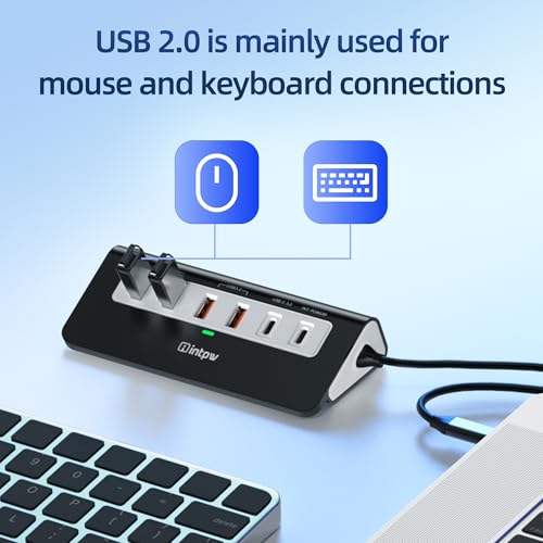 Image of intpw USB C Hub, P9 PRO USB C Hub Multiport Adapter with 4K HDMI, PD 100W, Type-C & 2 USB A 3.2 10Gbps, 2 USB A 2.0, SD /TF Card Reader, Aluminum USB Hub for Laptop, iPhone 17 Series, MacBook, iPad