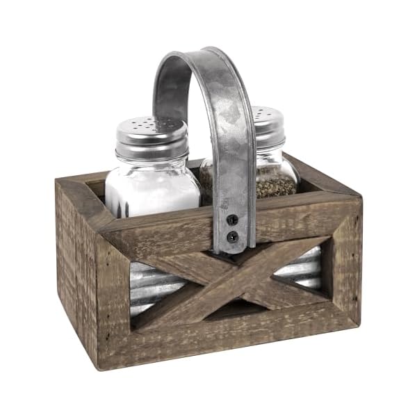   Autumn-Alley-Barn-Door-Rustic-Salt-and-Pepper-Shakers-Set-in-Wood-and-Galvanized-Caddy-Farmhouse-Salt-and-Pepper-Shakers-For-Rustic-Kitchen-Decor-Rustic-Kitchen-Accessory-for-your-Country-Kitchen