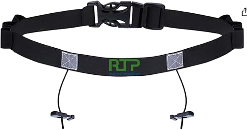 Run the Peninsula Cinturón deportivo de carreras - Cinturón con número de carrera y 6 soportes de gel energético para maratón, triatlón, ciclismo y