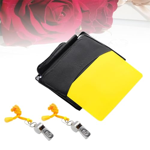 Set árbitro con tarjetas rojas y amarillas y dos silbatos metálicos miniatura 7