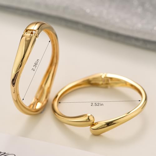 Zhuozatrfa Gold Bangle Bracelets Stack for Women Non Tarnish Stackable Waterproof Thick Trendy 2025 14k Gold Chunky Fashion Cuff Bangles Bracelet Jewelry Set(Style 15) — view 6