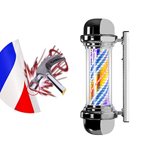 Poste de Barbero Giratorio Impermeable Para Peluquería, Hair Salon Super Bright LED Turn Turn Business Store Signos, Diseño Anti Tormenta, Caja de Plástico Duro de PC Electrochapada,A