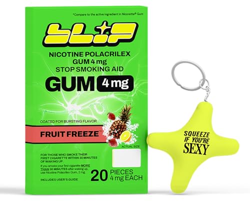 NRT Nicotine Gum and Stress Star by Blip - 4mg Fruit Freeze (20 Count) - Help Quit Smoking Aid, Reduce Cravings - Nicotine Replacement, Stress Star Distraction Tool (Colors May Vary), FSA/HSA