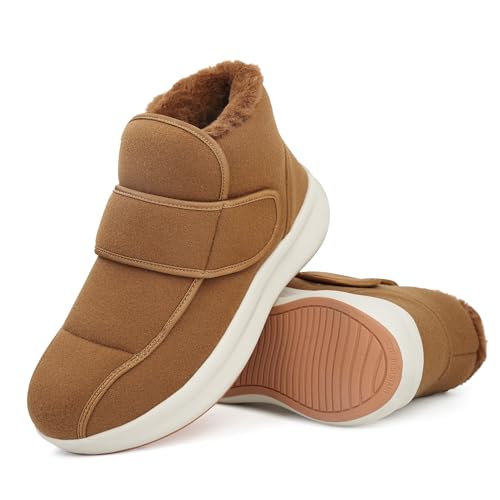 Men Diabetic Shoes Warm Winter Walking Booties Snow Boots for Swollen Feet