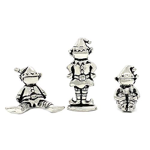 Basic Spirit Miniature Pewter Elves in Santa Sack