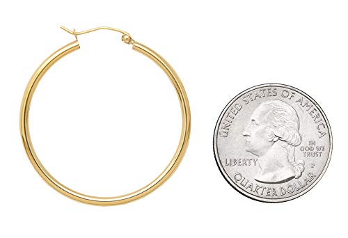 Image of 14K Gold Classic Real Hoop Earrings, (2mm Tube)